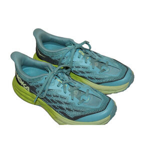 Hoka One‎ One Womens Speedgoat 5 CSGG Blue Citron Running Shoes Size 9